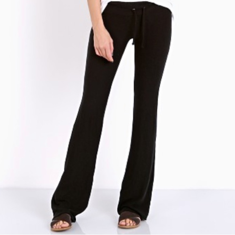 Wildfox Super Soft Tennis Club Pants Lounge Pants Drawstring Black Fleece